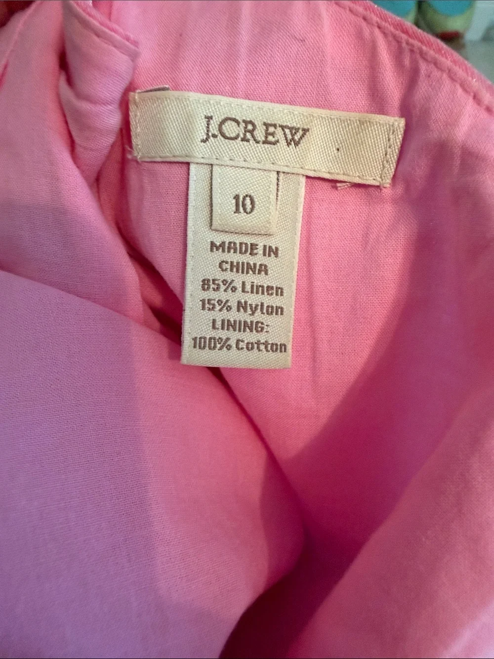 Women’s J. Crew Pink One Shoulder Linen Blend Dress size 10